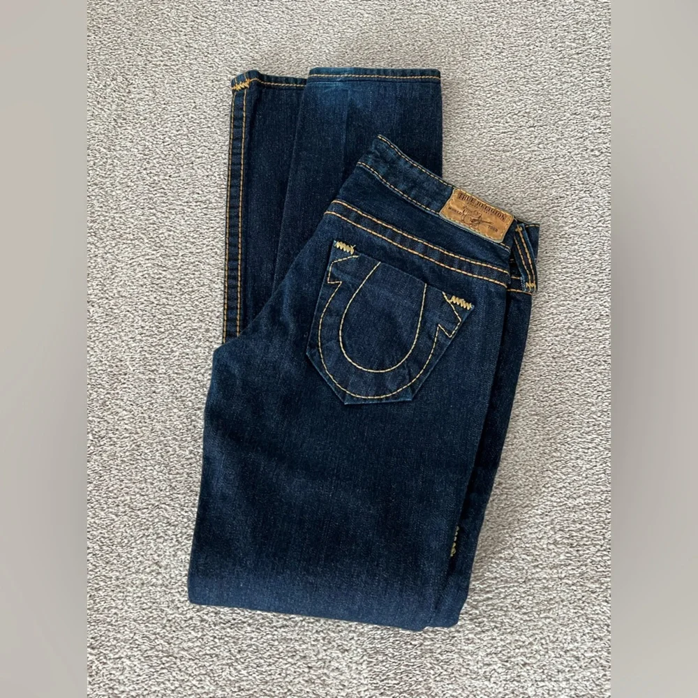 True Religion Straight Leg Dark Blue Denim Jeans - Picture 10 of 14